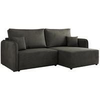 ECKSCHLAFSOFA MESTO L Dunkelgrau Velvet - rechts - Dunkelgrau/Schwarz, Kunststoff/Textil (147/227cm) - MKS
