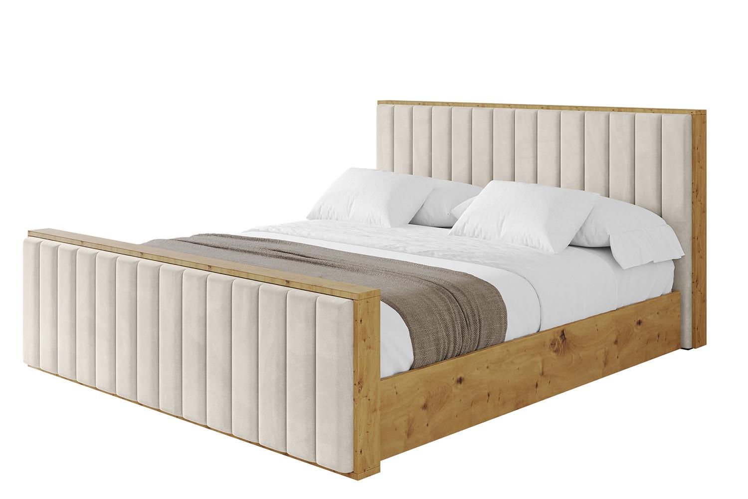 POLSTERBETT mit Bettkasten, Fußteil und Lattenrost, Boxbett mit Matratze H3/H4 - ENZO4-Z 180x200 Beige - Beige, Holzwerkstoff/Textil (180/200cm) - ALTDECOR