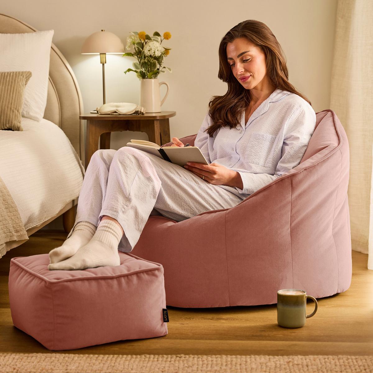 SITZSACK-SESSEL Sirena mit Hocker - Pink, Textil (77/64/74cm) - icon