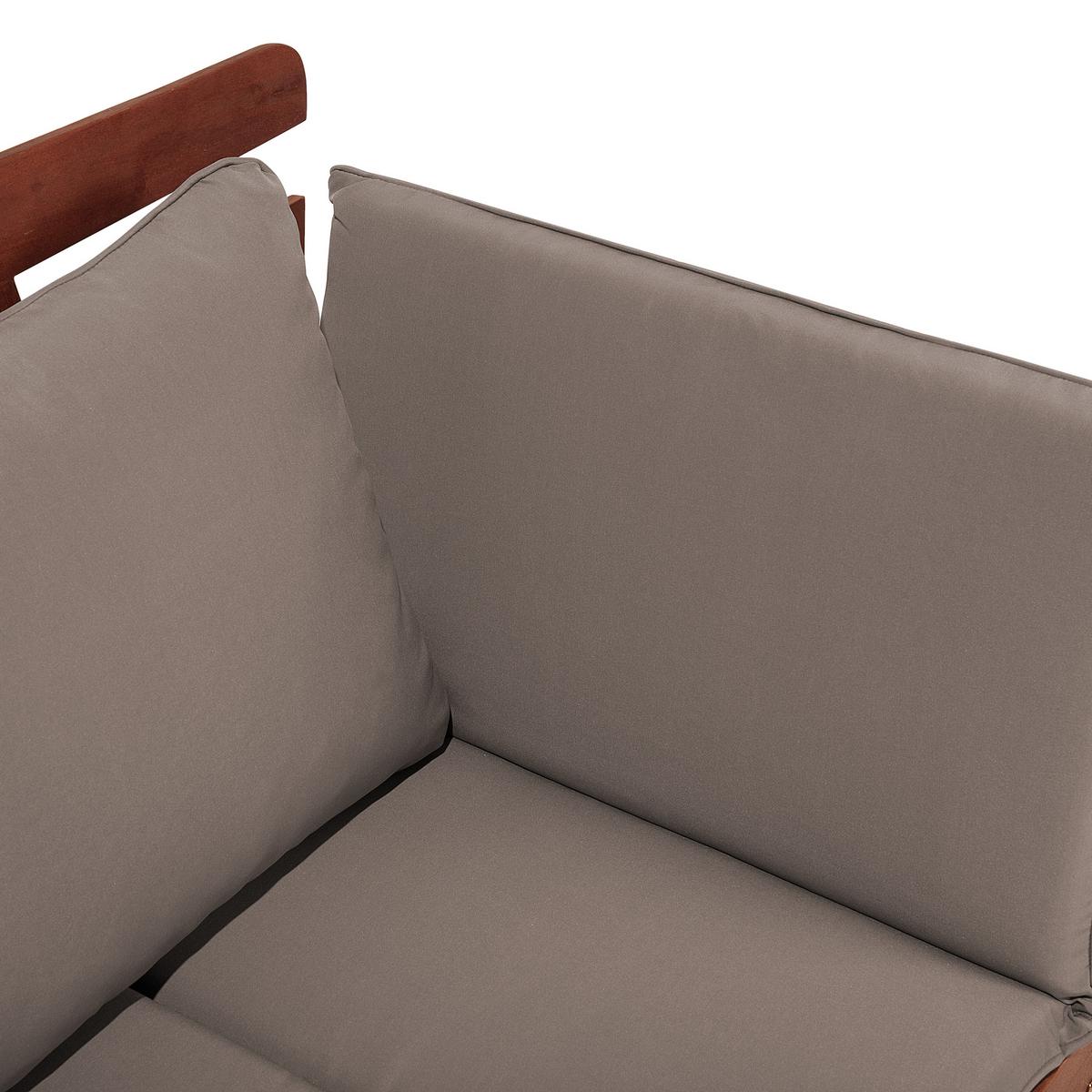 GARTENSOFA Eukalyptusholz dunkelbraun verstellbare Armlehnen 210 cm Portici - Dunkelbraun, Holz (210/82/66cm) - Beliani