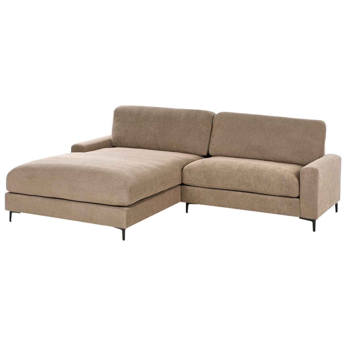 ECKSOFA 3-Sitzer Stoff Braun rechtsseitig Maloy - Braun, Textil (272/189cm) - Beliani