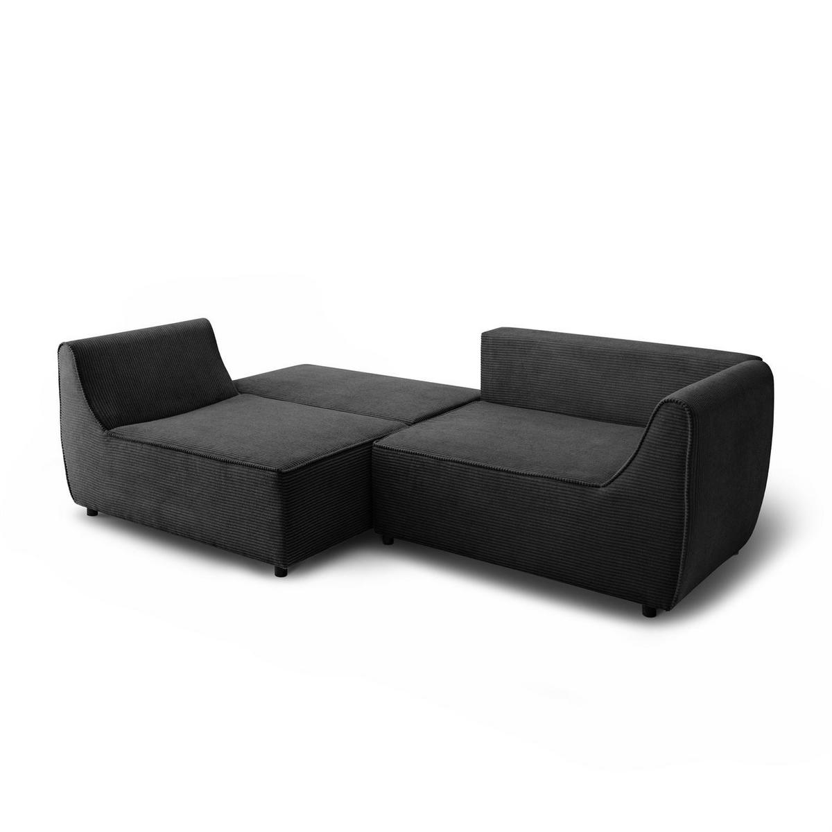 SOFA ASPEN Zweisitzer mit Schlaffunktion, Anafi 19 - Graphitfarben, Textil (267/94/95cm) - Lookway