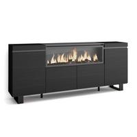 SIDEBOARD, Elektrokamin XXL, schwarz, 208/35/87cm - Schwarz, Holzwerkstoff (208/87/35cm) - Skraut Home