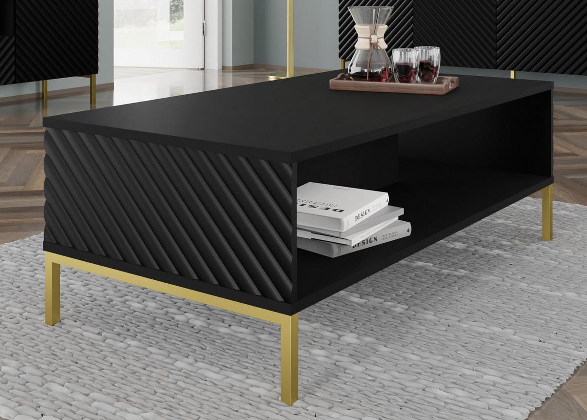 COUCHTISCH Schwarz, Gold 90/43/60 - Goldfarben/Schwarz, Holzwerkstoff (90/43/60cm) - RAUMHIRSCH FURNITURE