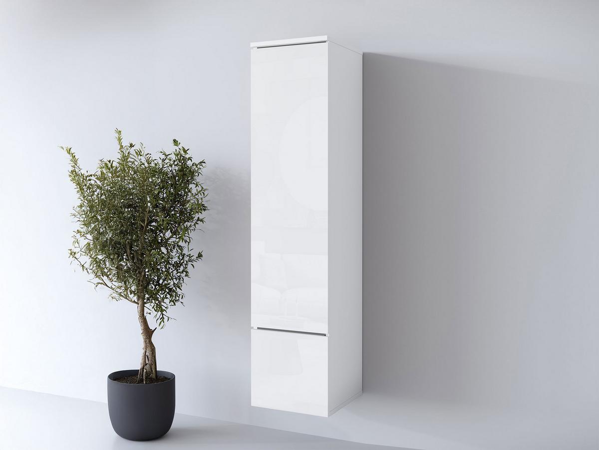 HÄNGEVITRINE Vera 001 mit LED Beleuchtung - Weiß Hochglanz/Alufarben, Holzwerkstoff/Kunststoff (30/130/33cm) - MIRJAN24
