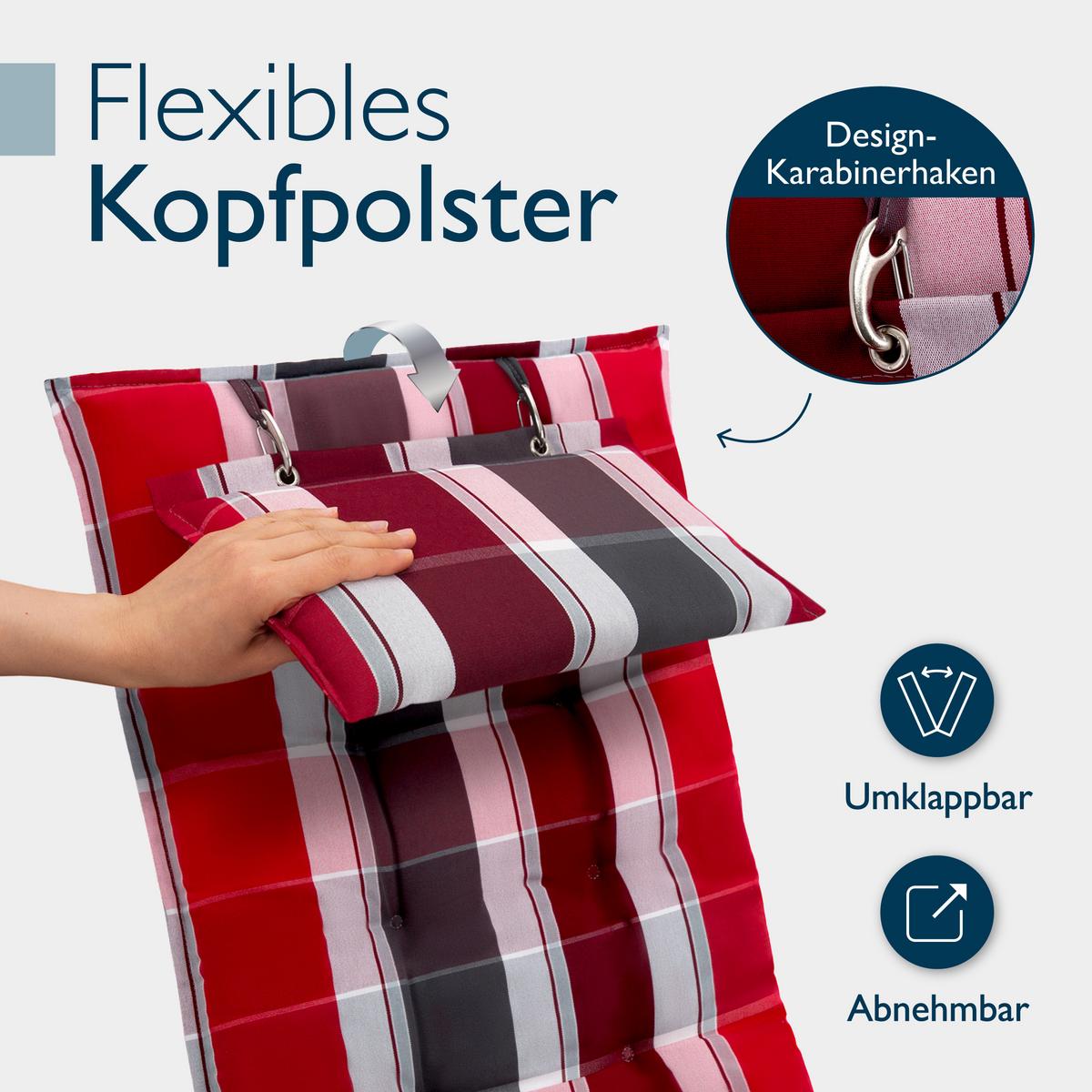 HOCHLEHNER Sun-HL 119x50x8cm Rot-Gestreift (6tlg) - Rot, Textil (50/120cm) - Beautissu 