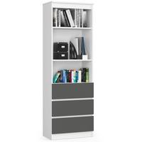 STANDREGAL Weiß, Graphit Grau 180/60/35 - Weiß, Holzwerkstoff (60/180/35cm) - RAUMHIRSCH FURNITURE