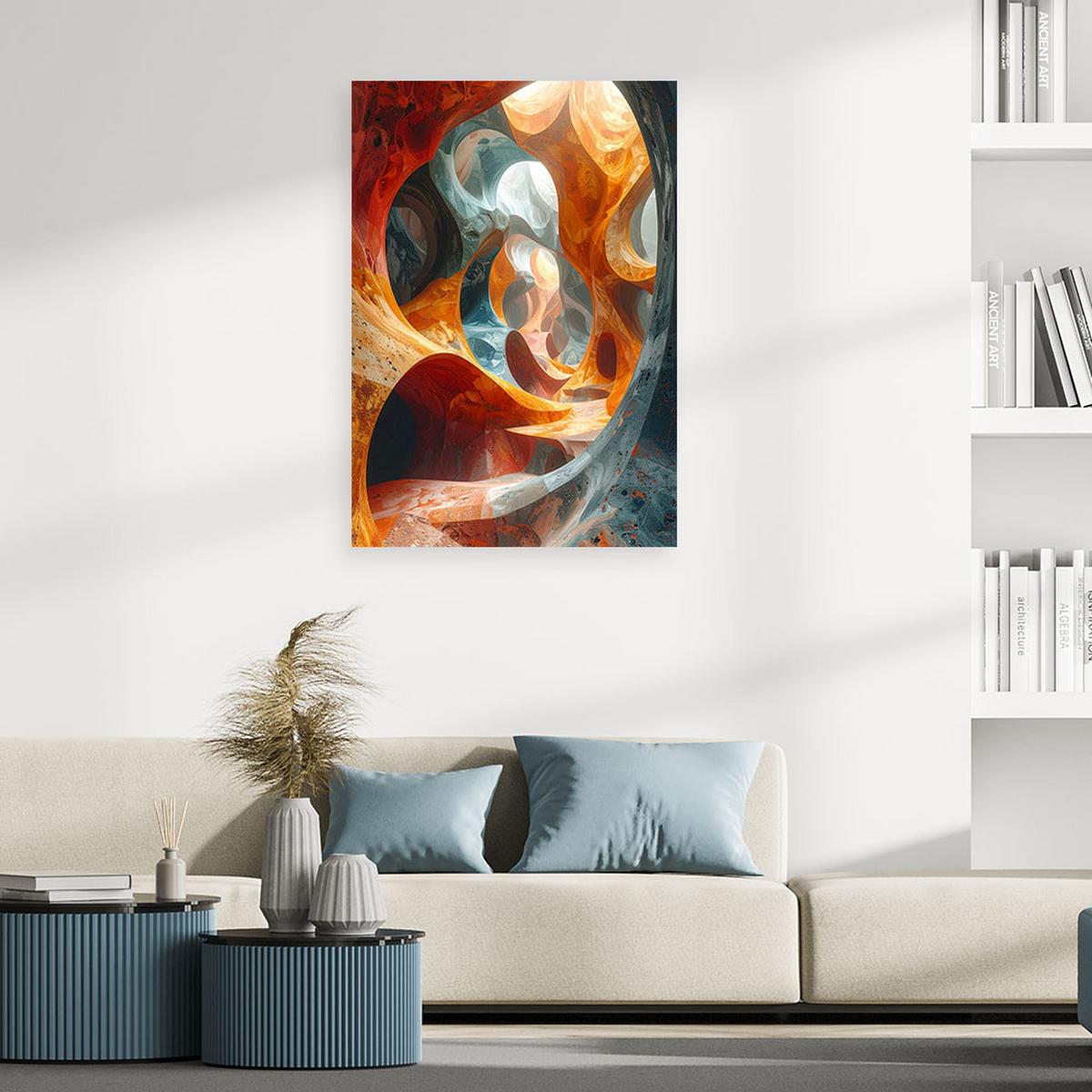 LEINWANDBILD 3D und geometrisch 70x100cm - Orange, Textil (70/100cm) - Feeby