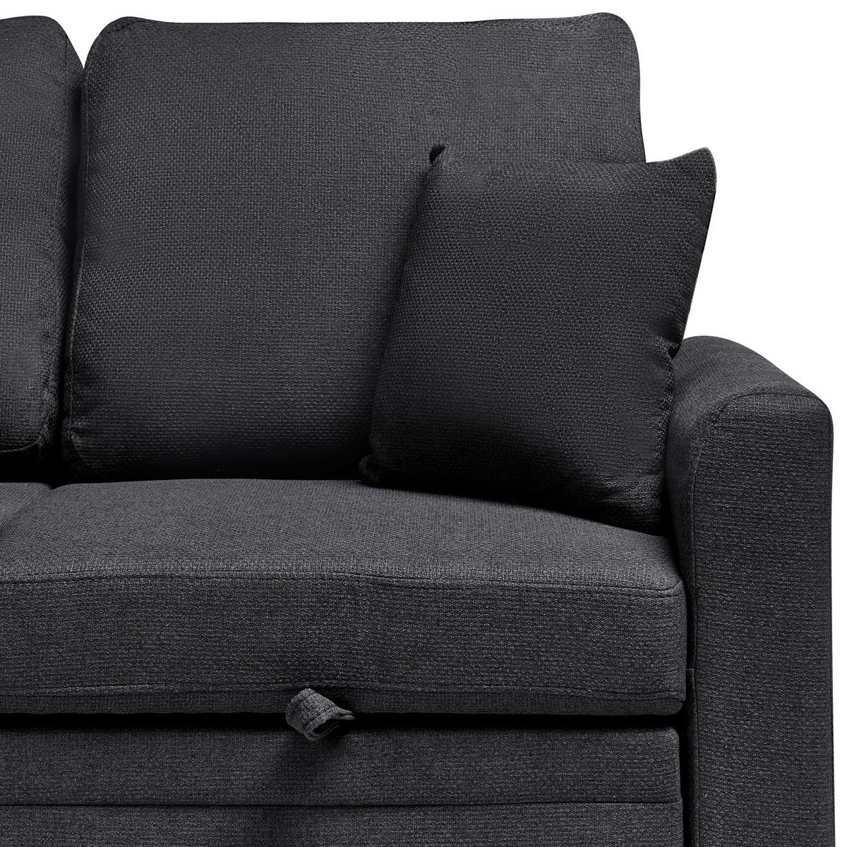 ECKSCHLAFSOFA 3-Sitzer Kunstleinen Schwarz rechtsseitig Nassjo - Schwarz, Textil (210/131cm) - Beliani