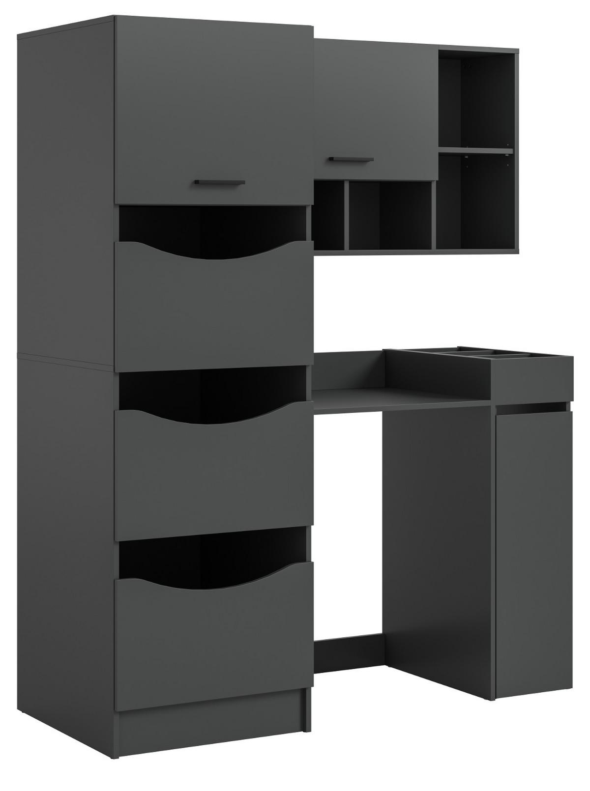 WASCHMASCHINENSCHRANK grau Set 4-teilig 155 x 196 cm, modernes Design - Schwarz/Grau, Holzwerkstoff/Kunststoff (155/196/68cm) - Inn.Furn