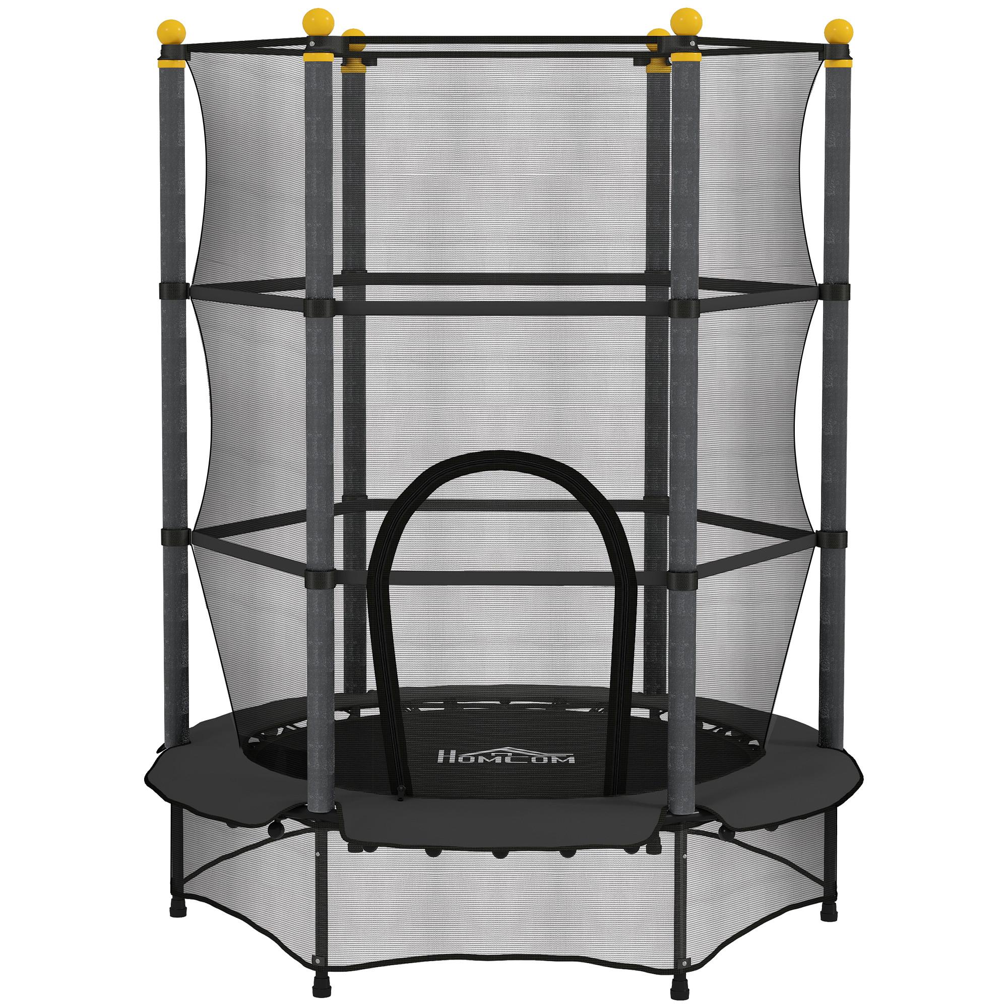 KINDERTRAMPOLIN - Schwarz, Kunststoff/Metall (140/140cm) - HOMCOM