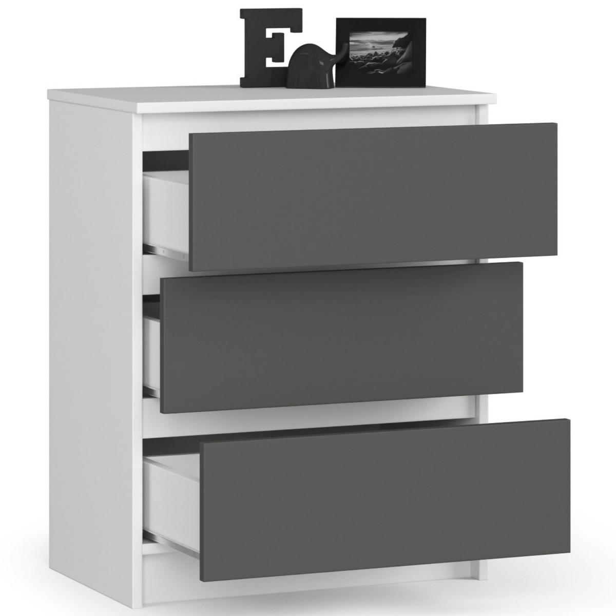 KOMMODE Weiß, Graphit Grau 77/60/40 - Weiß, Holzwerkstoff (60/77/40cm) - RAUMHIRSCH FURNITURE