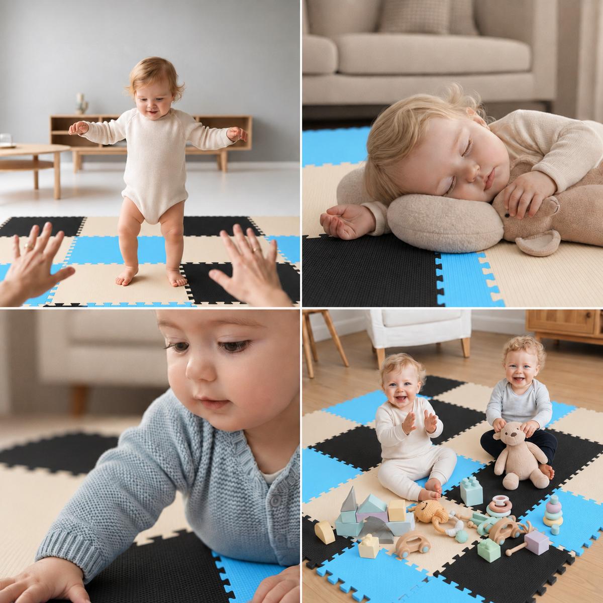 SPIELMATTE ab Null - 270/90 cm Puzzlematte Schwarz - Multicolor, Kunststoff (30/30cm) - Littletom