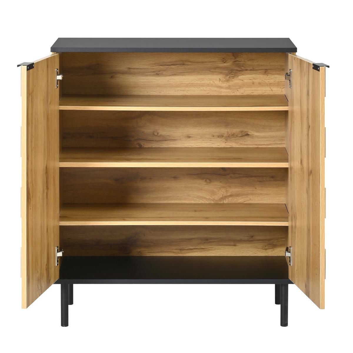 SCHUHSCHRANK holzoptik & mosaik-design mit 2 türen & verstellbaren fächern - Naturfarben, Holzwerkstoff (80/91.5/35cm) - Urban Meuble