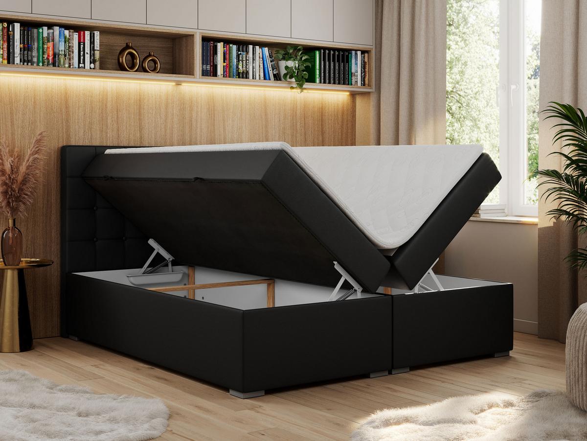 BOXBETT CARMEN 140/200 Schwarz Kunstleder - H3 - Schwarz, Holz/Textil (140/200cm) - MKS