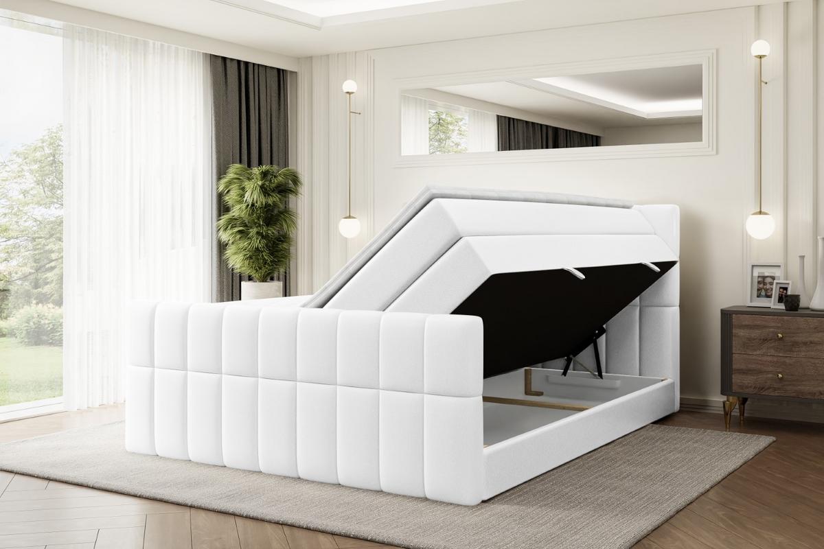 BOXSPRINGBETT MIAMI-Z KING - 120x200 - H3/H4 - Weiß Hochglanz - Weiß Hochglanz, Holzwerkstoff (120/200cm) - ALTDECOR