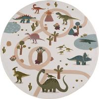 SPIELTEPPICH Waschbar TINO in Creme, mit Dino-Landschaft, Ø 160 cm - Beige, Textil (160/160cm) - KADIMA DESIGN