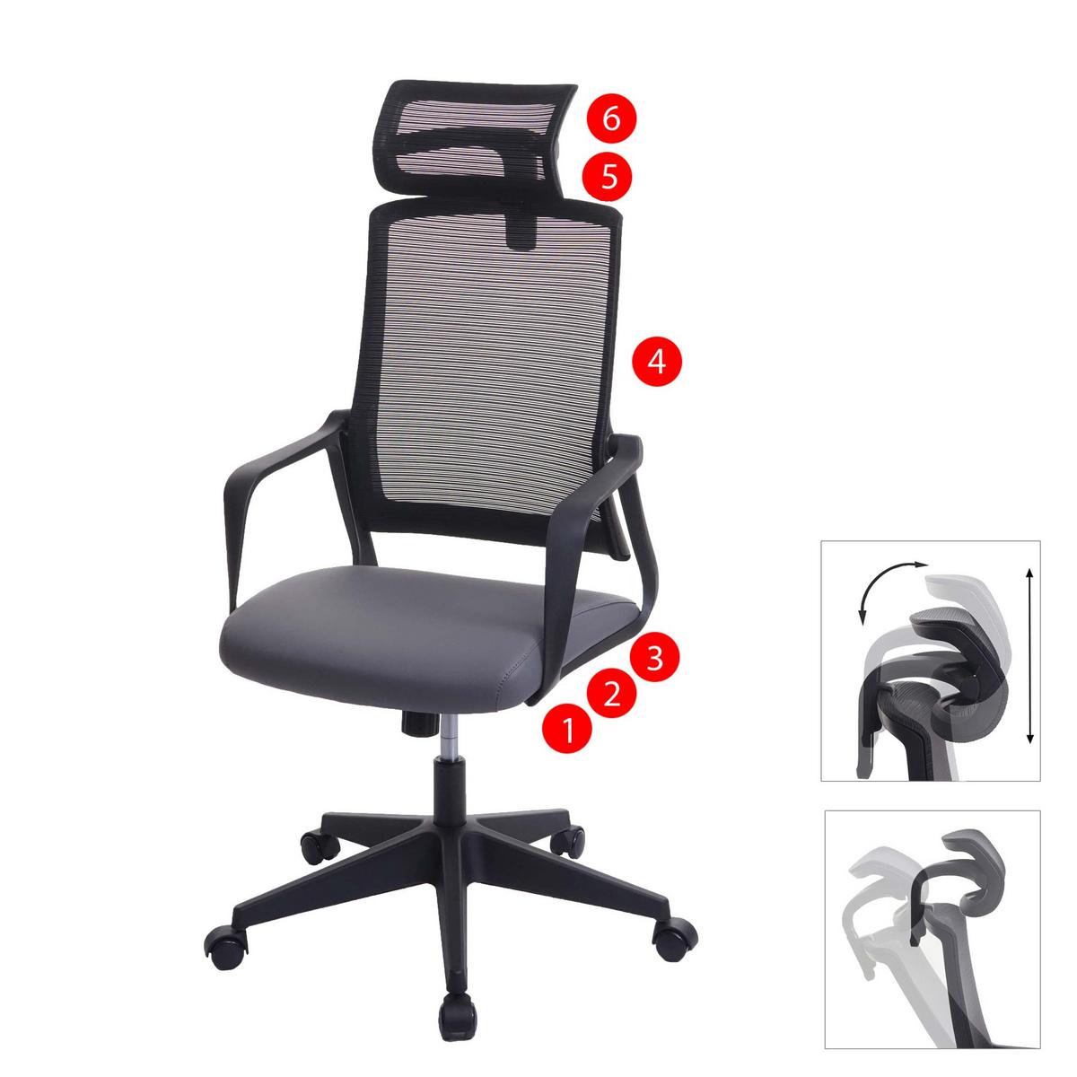 BÜROSTUHL Grau - Grau, Textil (64/128/66cm) - MCW