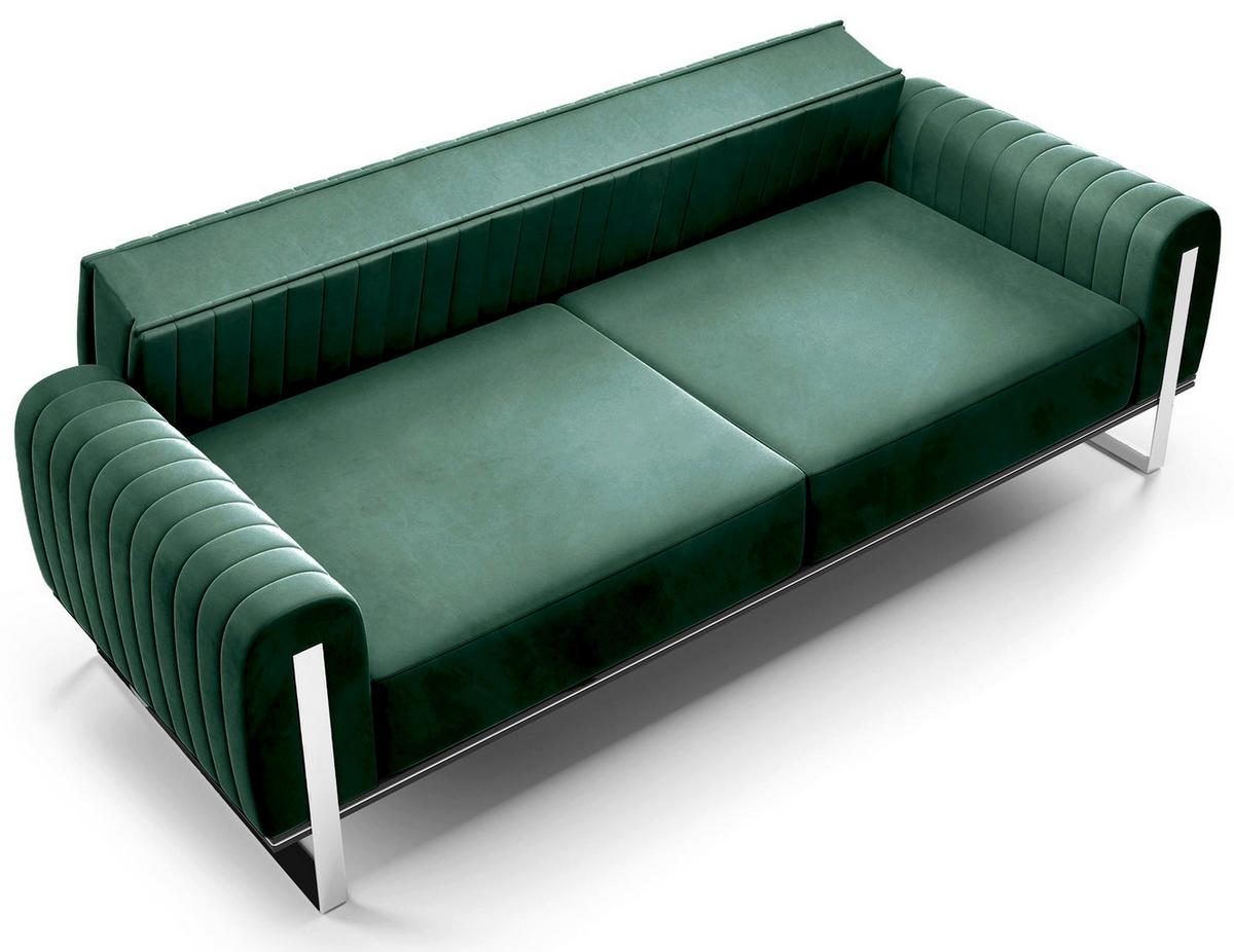 SOFA Parissa 228 cm - Silberfarben/Grün, Textil/Metall (228/79/92cm) - Selsey
