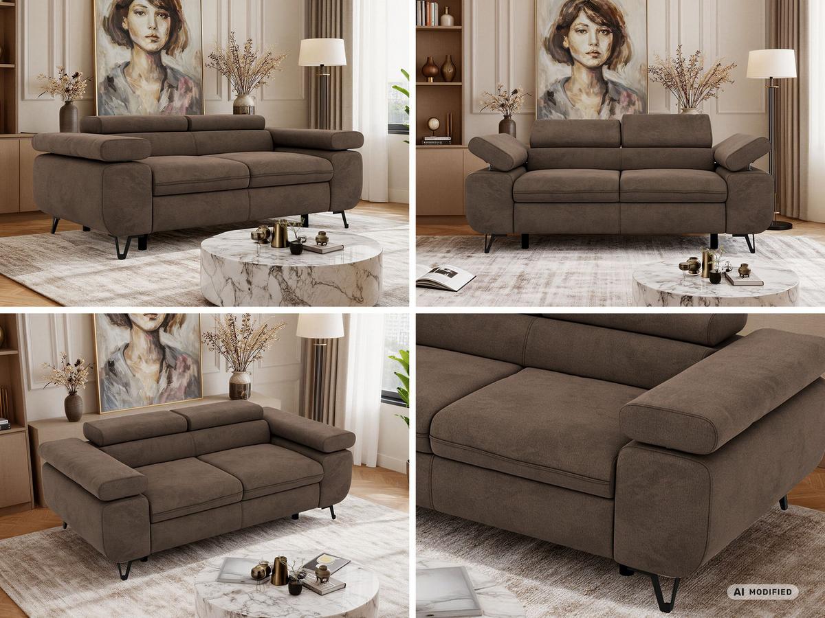2-SITZER SOFA PETER - Braun Velvet - Schwarz/Braun, Textil/Metall (200/76/99cm) - MKS