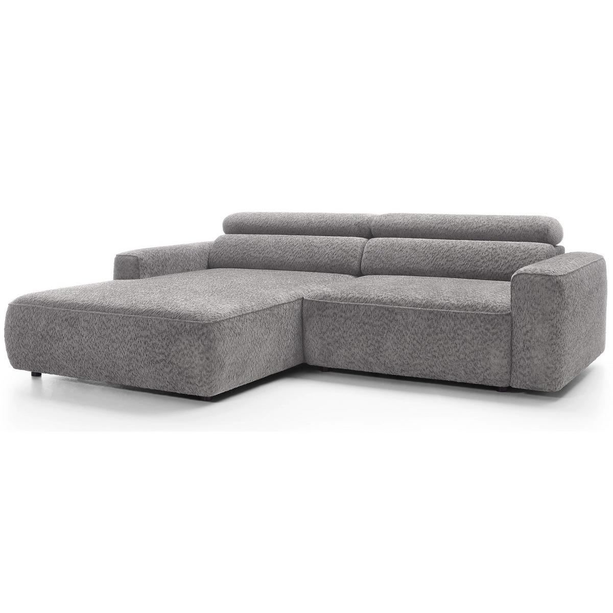 ECKSOFA Fando Hellgrau Chenille - Hellgrau/Schwarz, Kunststoff/Textil (252/182cm) - Selsey