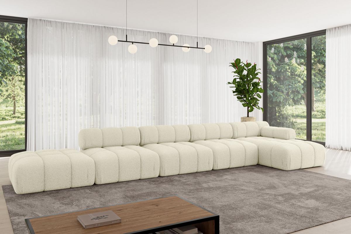 ECKSOFA modulares Sofa Lizur-L3 - 475x160x70 cm Beige Bouclé - Beige, Holzwerkstoff/Textil (475/160cm) - ALTDECOR