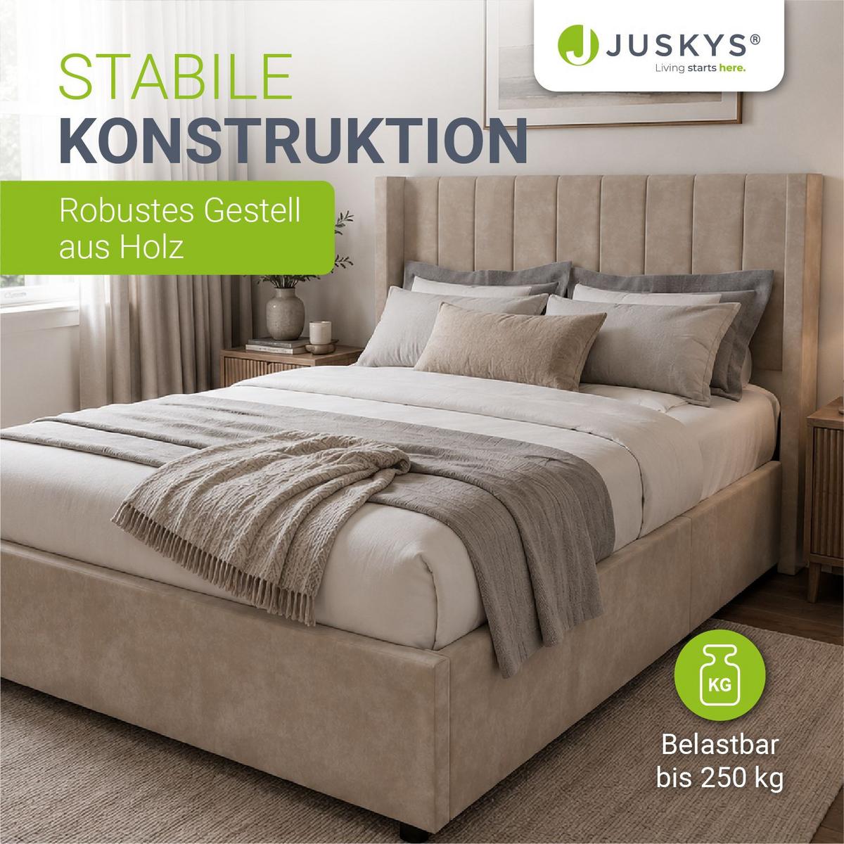 POLSTERBETT Savona beige 120 x 200 cm - Beige, Holzwerkstoff (120/200cm) - Juskys