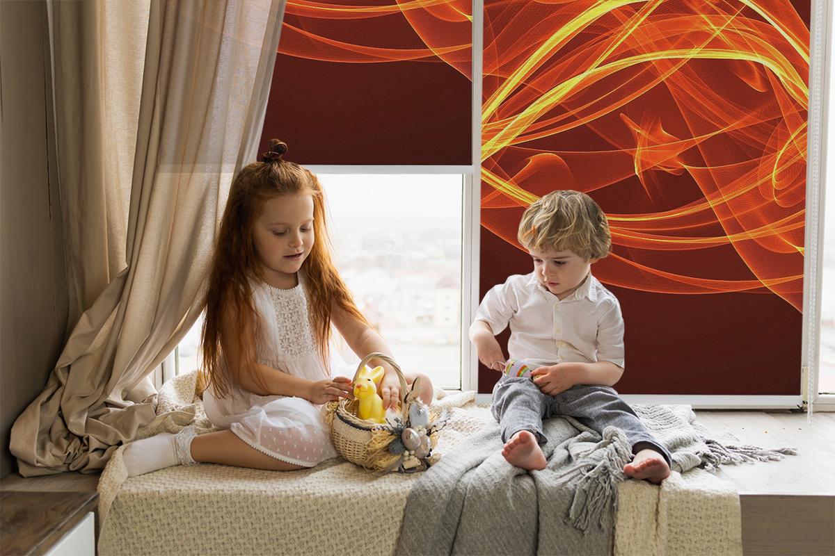 INNENROLLO - Fensterrollo - Rollo - 100x100 cm - Orange Abstraktion - Orange, Kunststoff (100/100/0.5cm) - TULUP