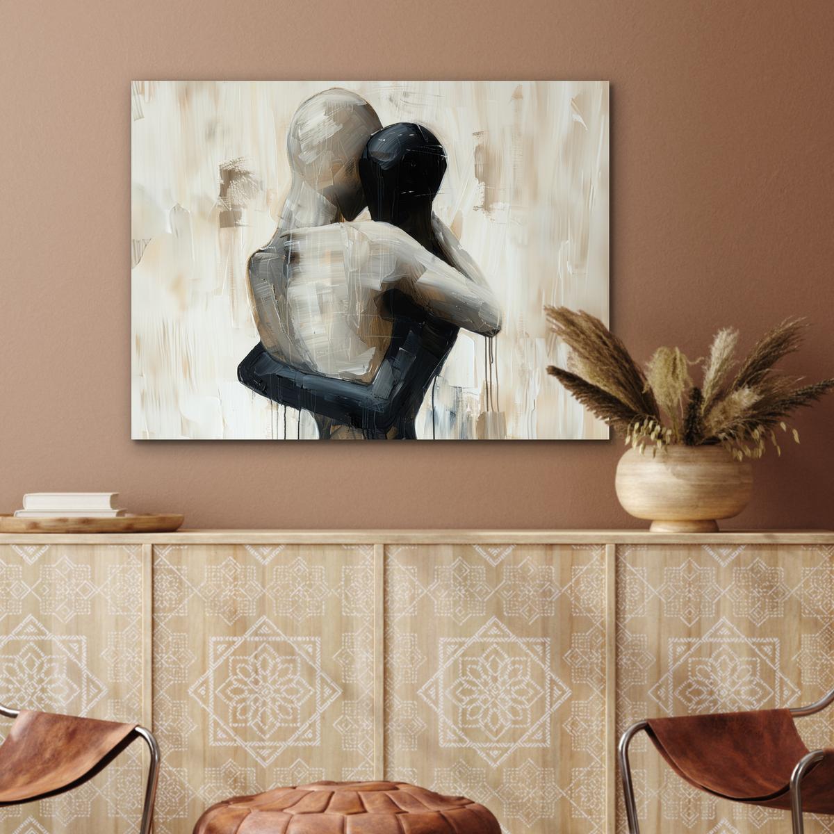 METALLBILD Abstrakt - Liebe - Schwarz und weiß - Modern 80x60 cm - Schwarz, Metall (80/60cm) - MuchoWow