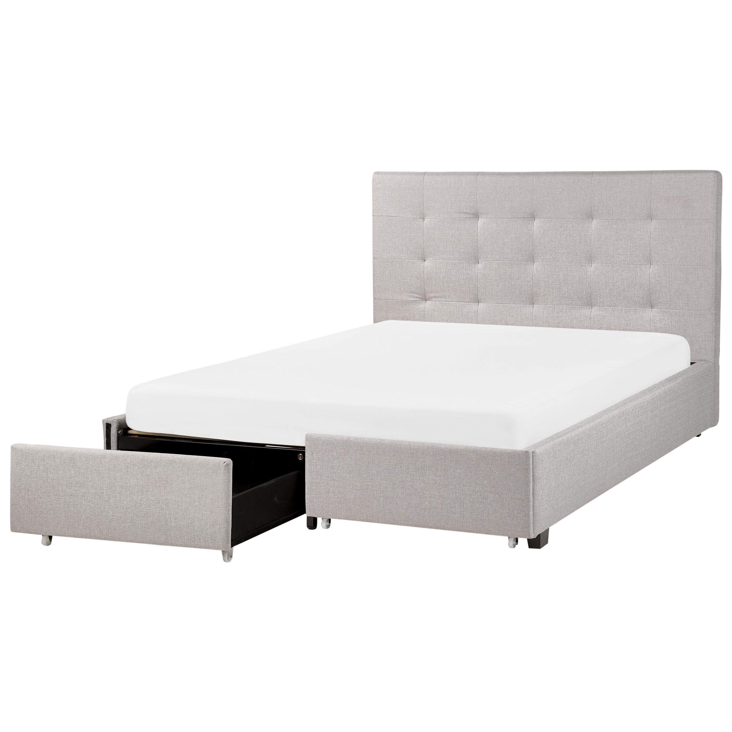 BETT 140/200 cm Hellgrau La Rochelle - Hellgrau/Schwarz, Textil (140/200cm) - Beliani