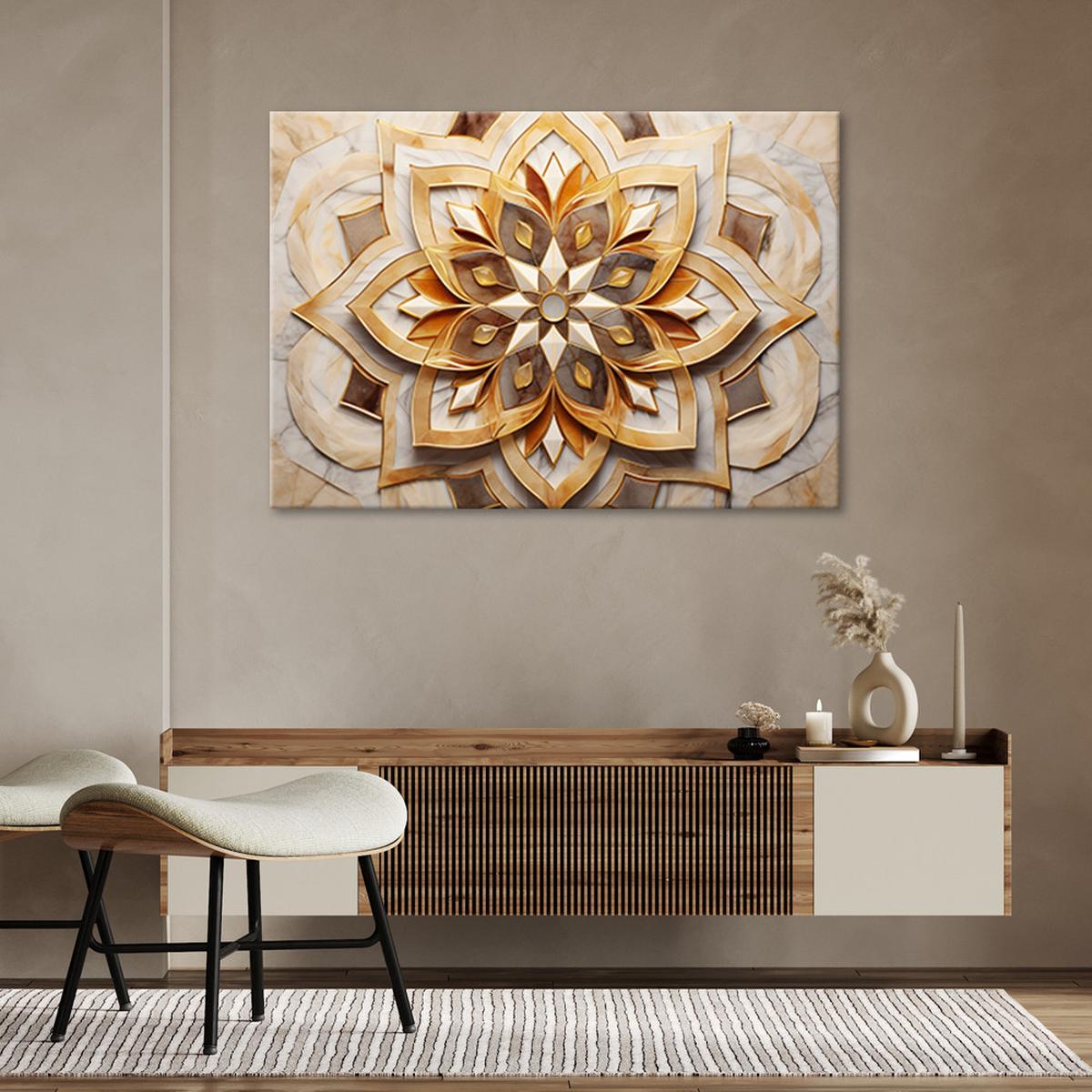 WANDBILD wohnzimmer Wandbild beige blume 3d - Beige, Textil (60/40cm) - Feeby