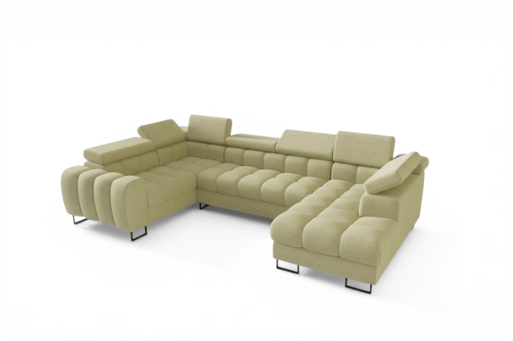 WOHNLANDSCHAFT Bastien - Grün, Holzwerkstoff/Textil (350/95/195cm) - Fun Möbel