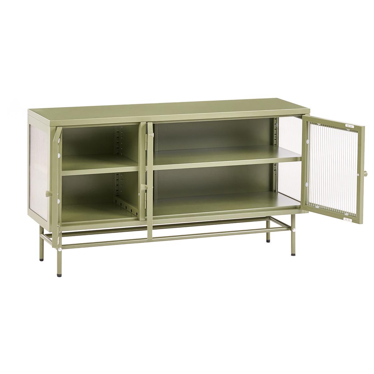 SIDEBOARD mit Glastüren Metall 115 cm Grün Devon - Grün, Metall (115/64/35cm) - Beliani