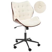 SCHREIBTISCHSTUHL Bouclé Cremeweiß Lompoc - Weiß, Textil (54/88/56cm) - Beliani