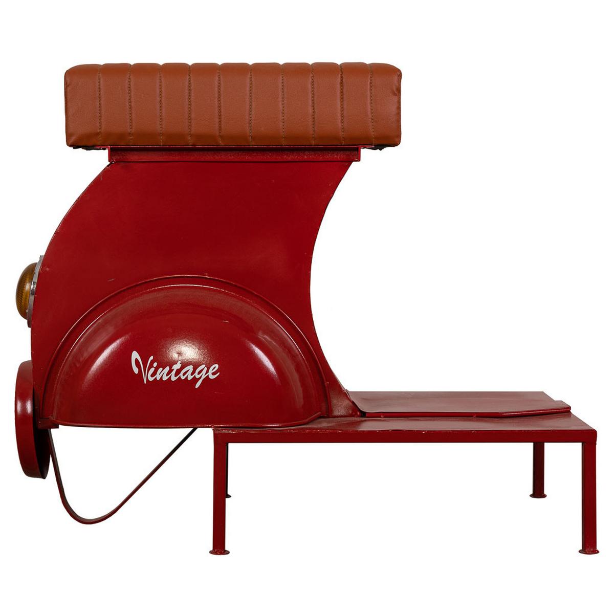 HOCKER aus Metall, rot, 95x50x75cm - Rot, Metall (95/75/50cm) - Wanderlust