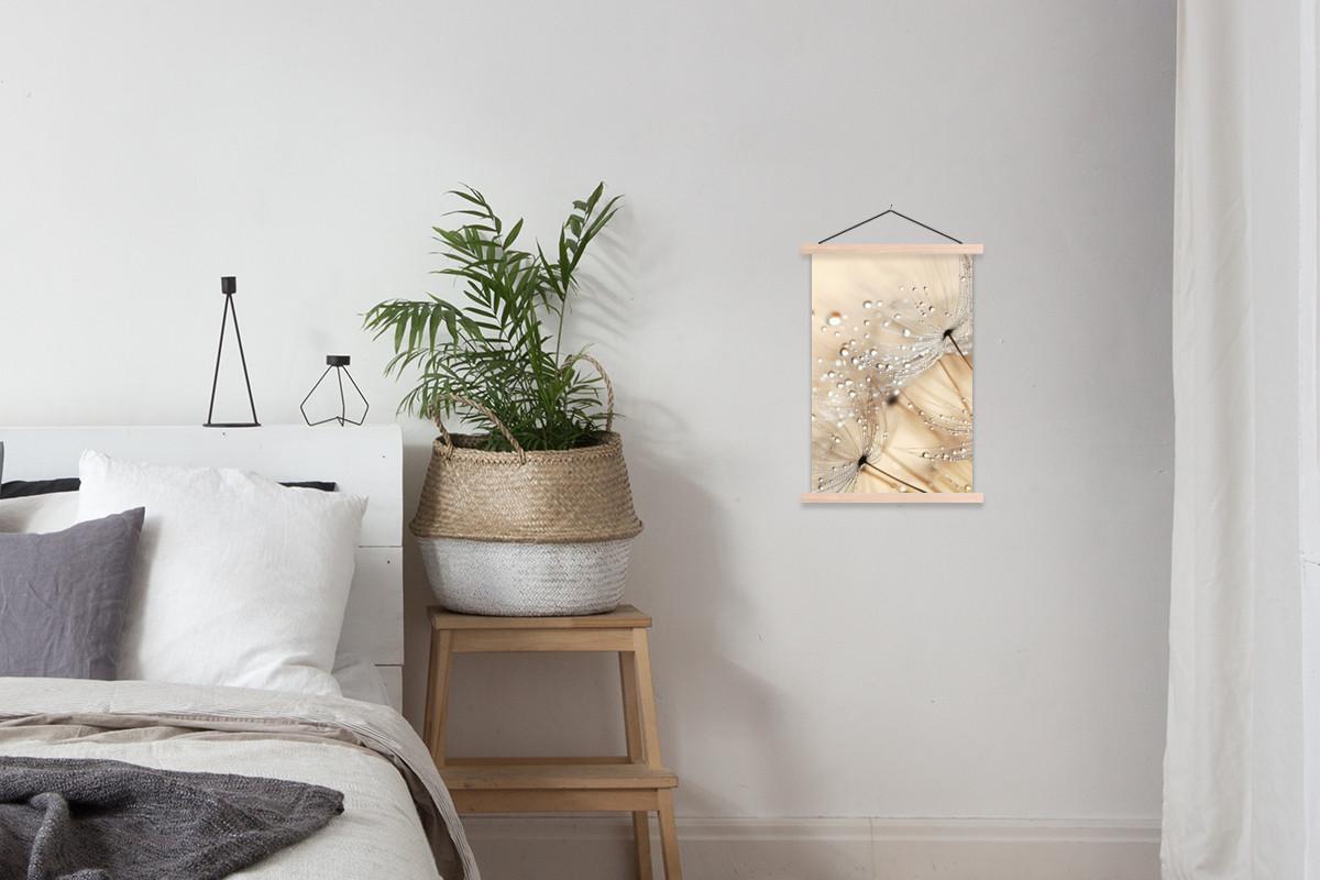 POSTER MIT MAGNETLEISTEN Löwenzahn - Abstrakt - Natur - Beige Deko Wohnzimmer 40x60 cm - Braun, Textil (40/60/0.15cm) - MuchoWow