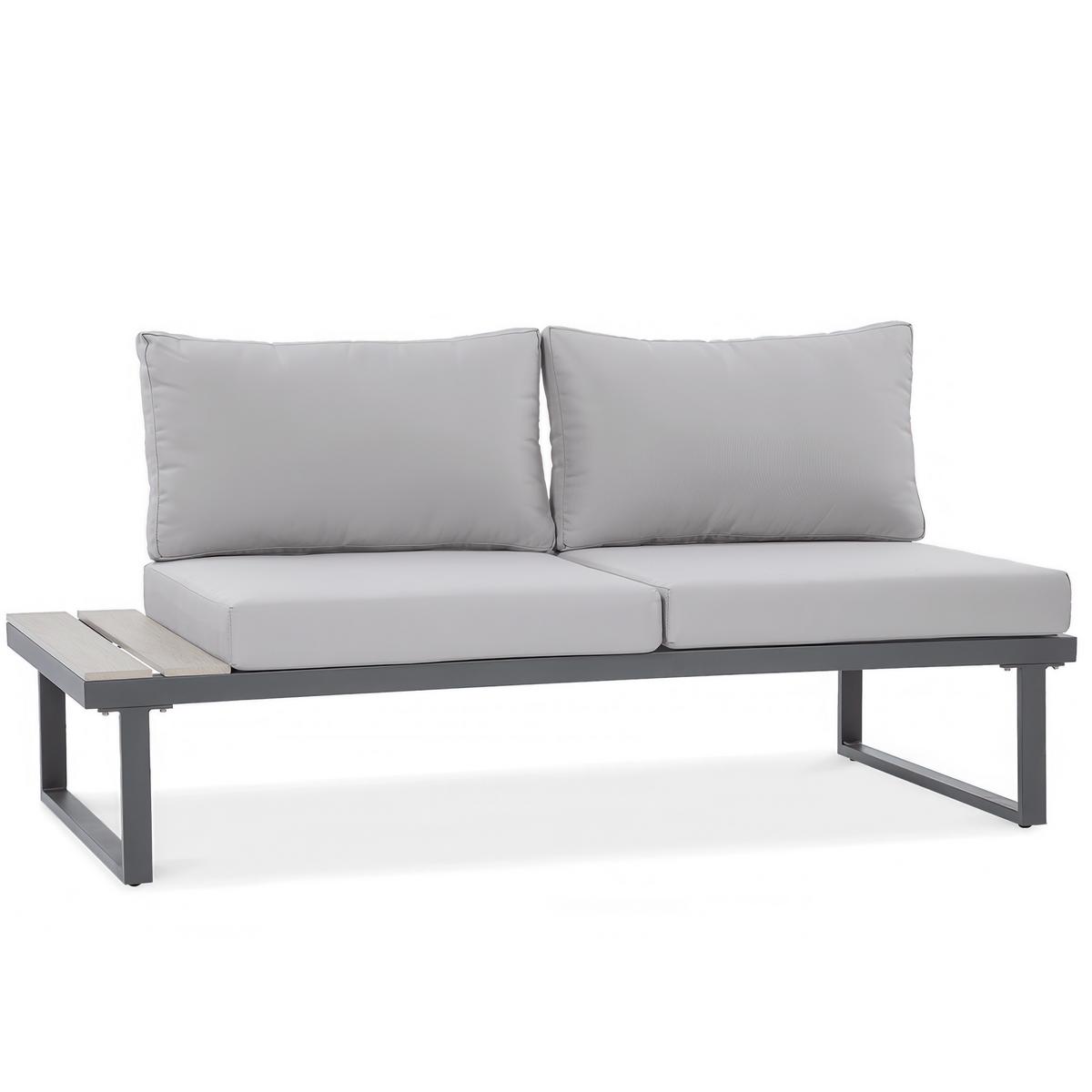 GARTENSET Madison mit Ecksofa und Kaffeetisch, Modulares Set, Metallbeine, Hellgrau - Hellgrau, Metall - Beautysofa
