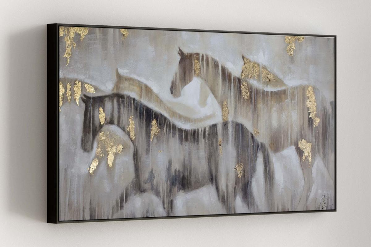 ACRYLBILD HANDGEMALT 120/60 cm - Beige/Braun, Holz/Textil (120/60cm) - KUNSTLOFT
