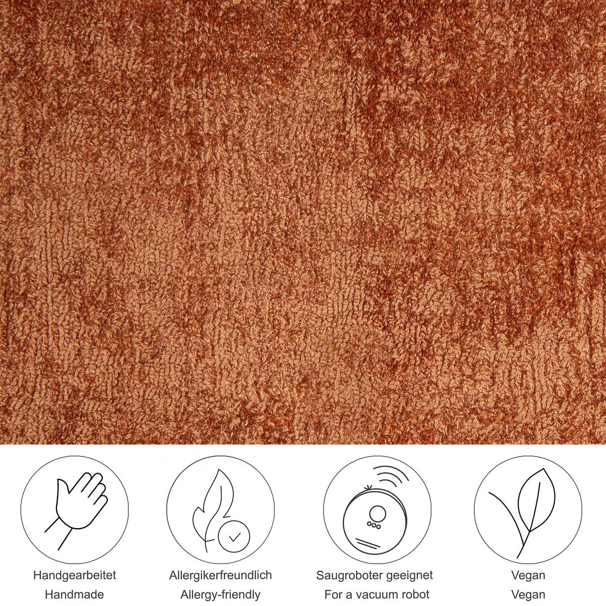 VISKOSETEPPICH Star 150x150 cm - Kupferfarben, Textil (150/150cm) - THEKO
