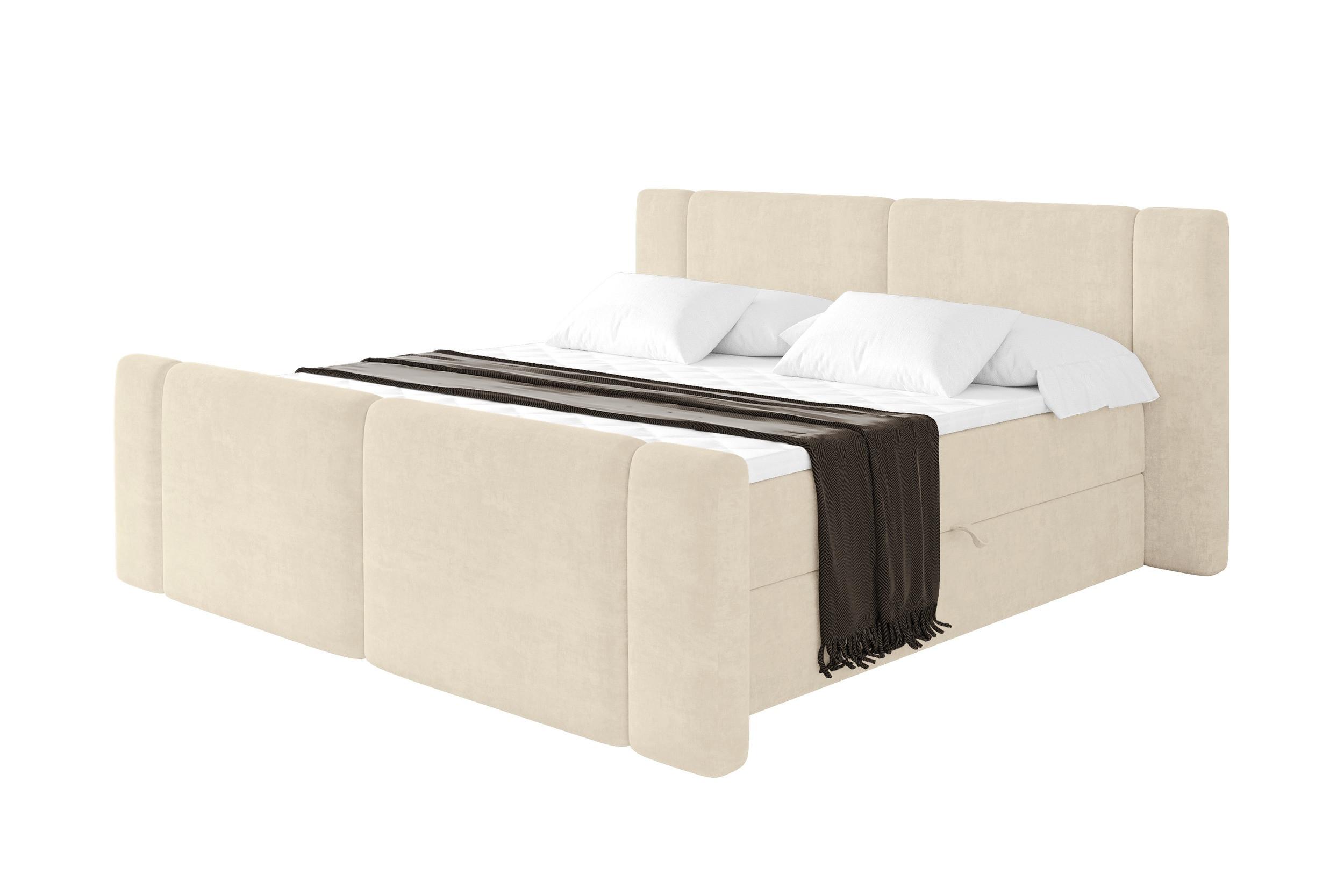 BOXBETT mit Matratze H3 - EVON Zanozek - 180x200 cm Beige - Champagner, Holzwerkstoff (180/200cm) - ALTDECOR