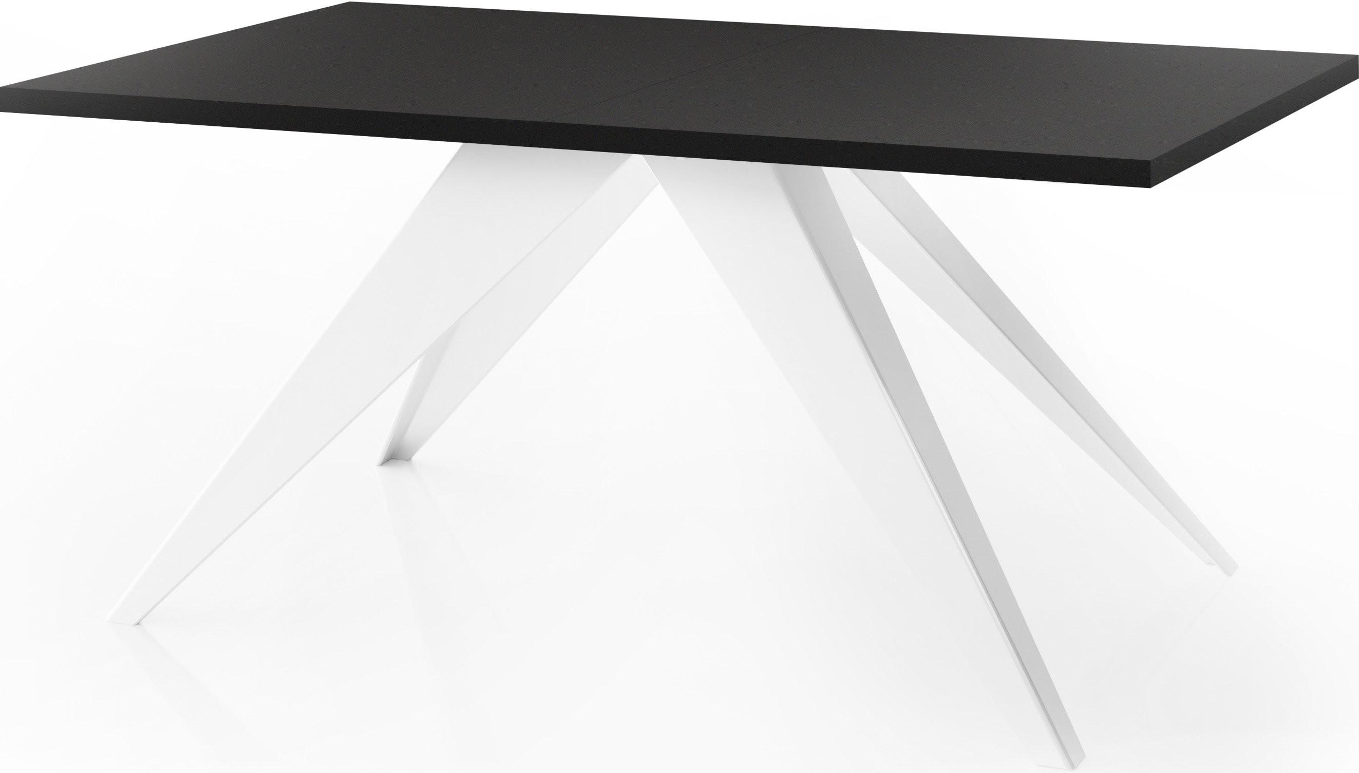 ESSTISCH Vance Weiß rechteckig ausziehbar, Schwarz 140-240/80/76 cm - Schwarz/Weiß, Holzwerkstoff/Metall (80/240/76cm) - WFL GROUP