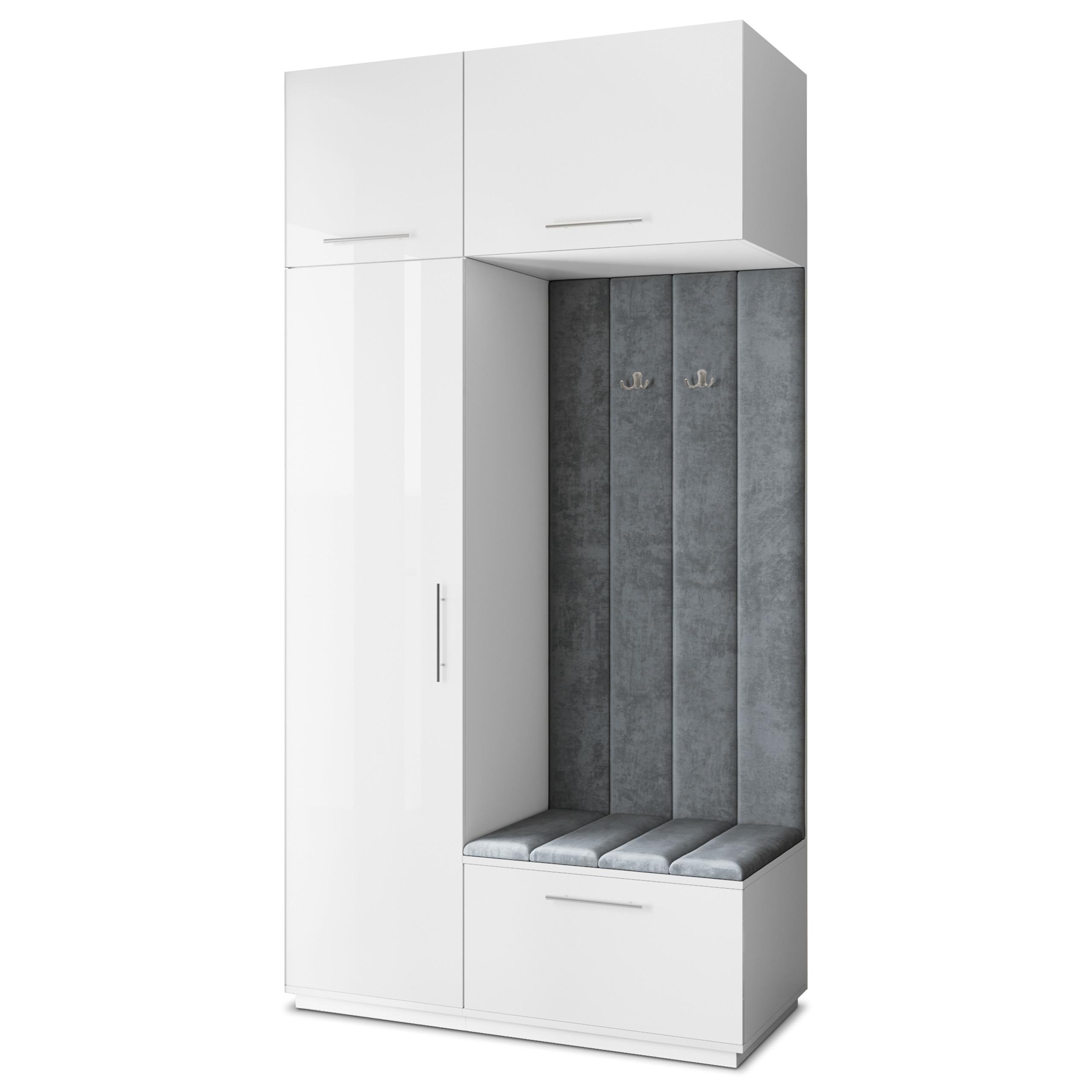 GARDEROBENSCHRANK REMA 120/240/60 cm Modern Garderobe-Set Weiß - Weiß/Grau, Holzwerkstoff (120/240/60cm) - MASSENO