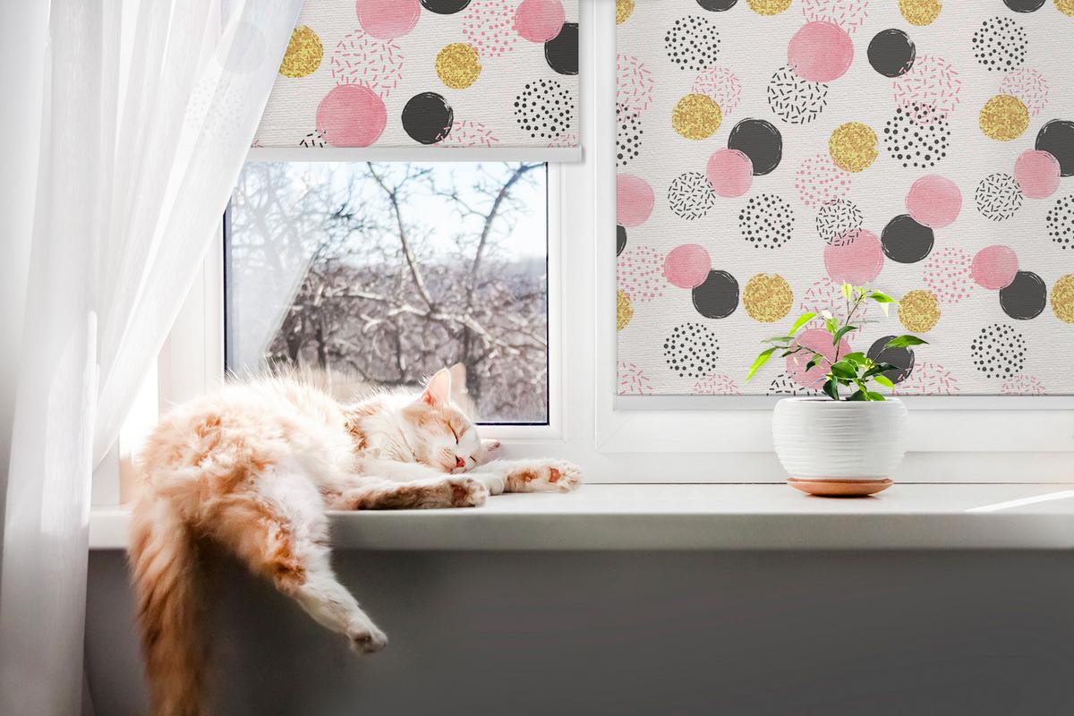 INNENROLLO - Fensterrollo - Rollo - 90x140 cm - Verschiedene Kreise - Pink, Kunststoff (90/140/0.5cm) - TULUP
