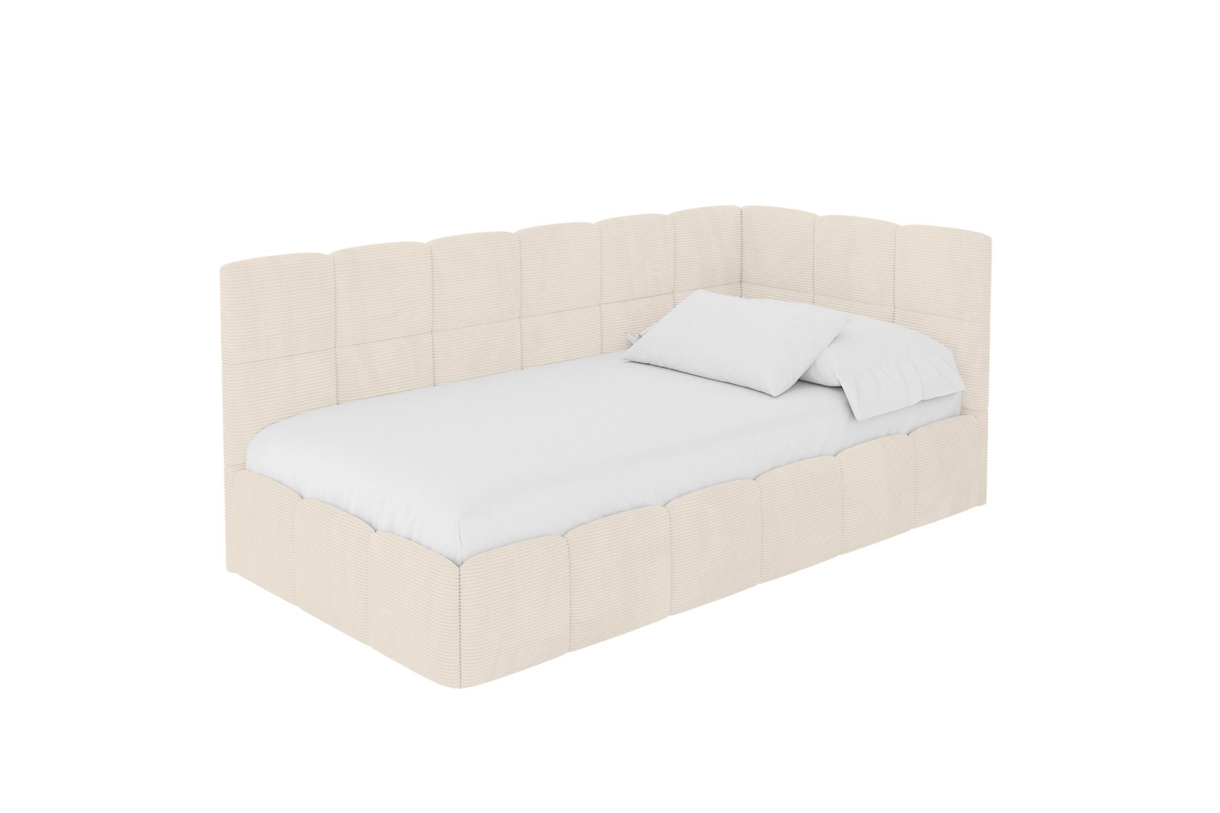 EINZELBETT Jugendbett mit Bettkasten Links, mit Matratze - LIVY 100x200 Beige - Sandfarben, Holzwerkstoff/Textil (100/200cm) - ALTDECOR