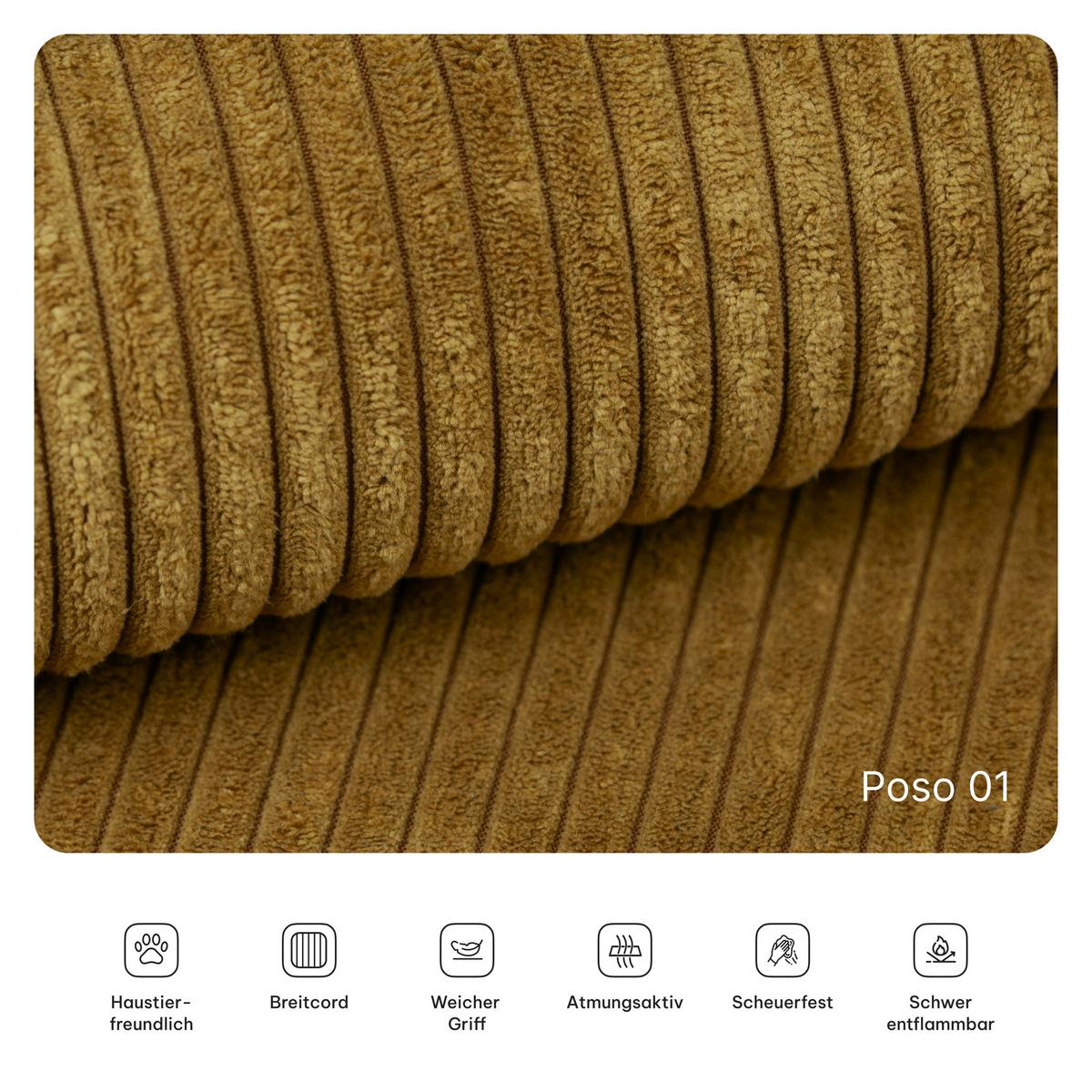 ECKSOFA ANKO modulares Boneless Sofa mit Schlaffunktion Gelb Kordstoff - Gelb, Textil (270/160cm) - MASSENO