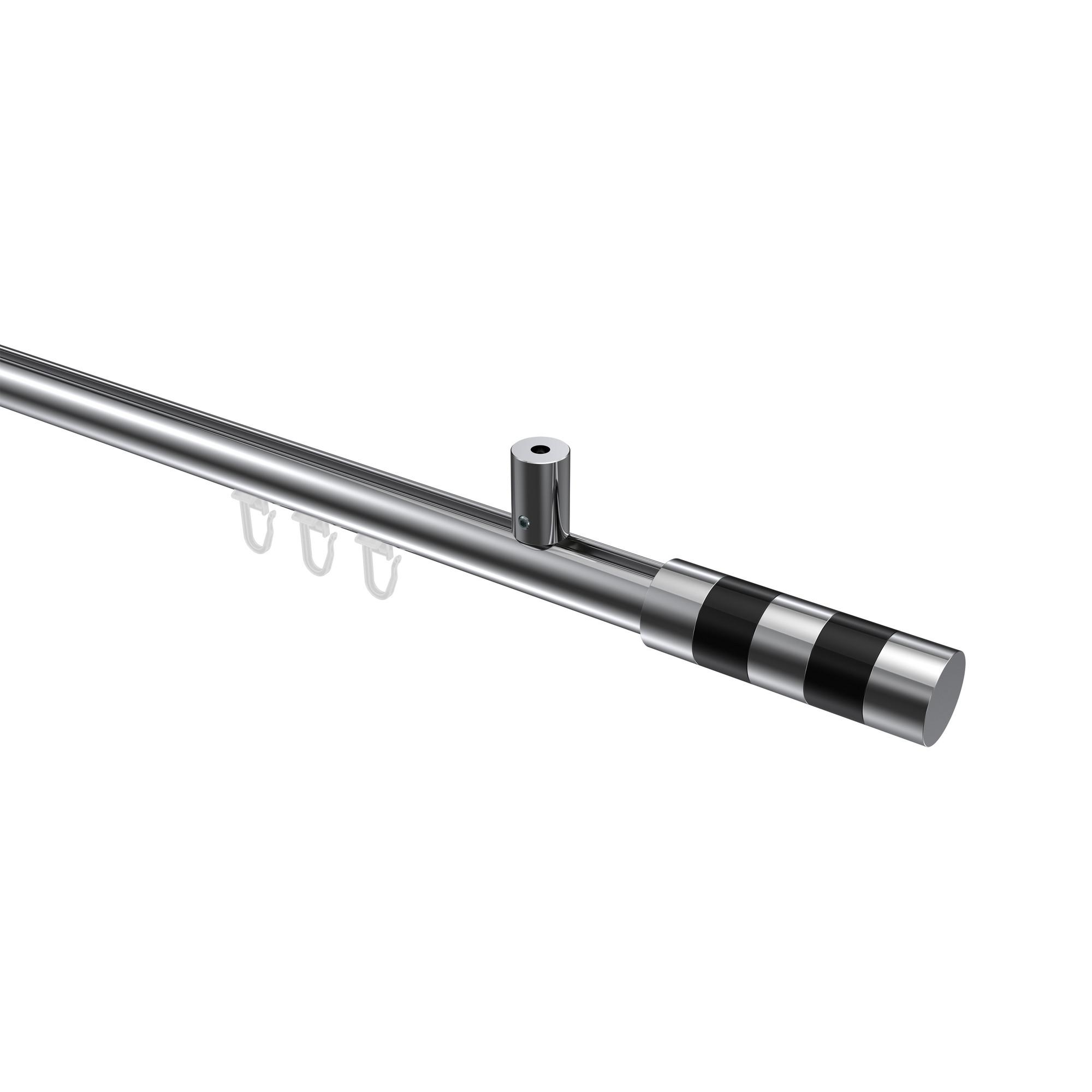 GARDINENSTANGE INNENLAUF Sonius Mavell 120 cm, 1-läufig, 20 mm Ø Chrom - Chromfarben/Schwarz, Metall (120cm) - INTERDECO
