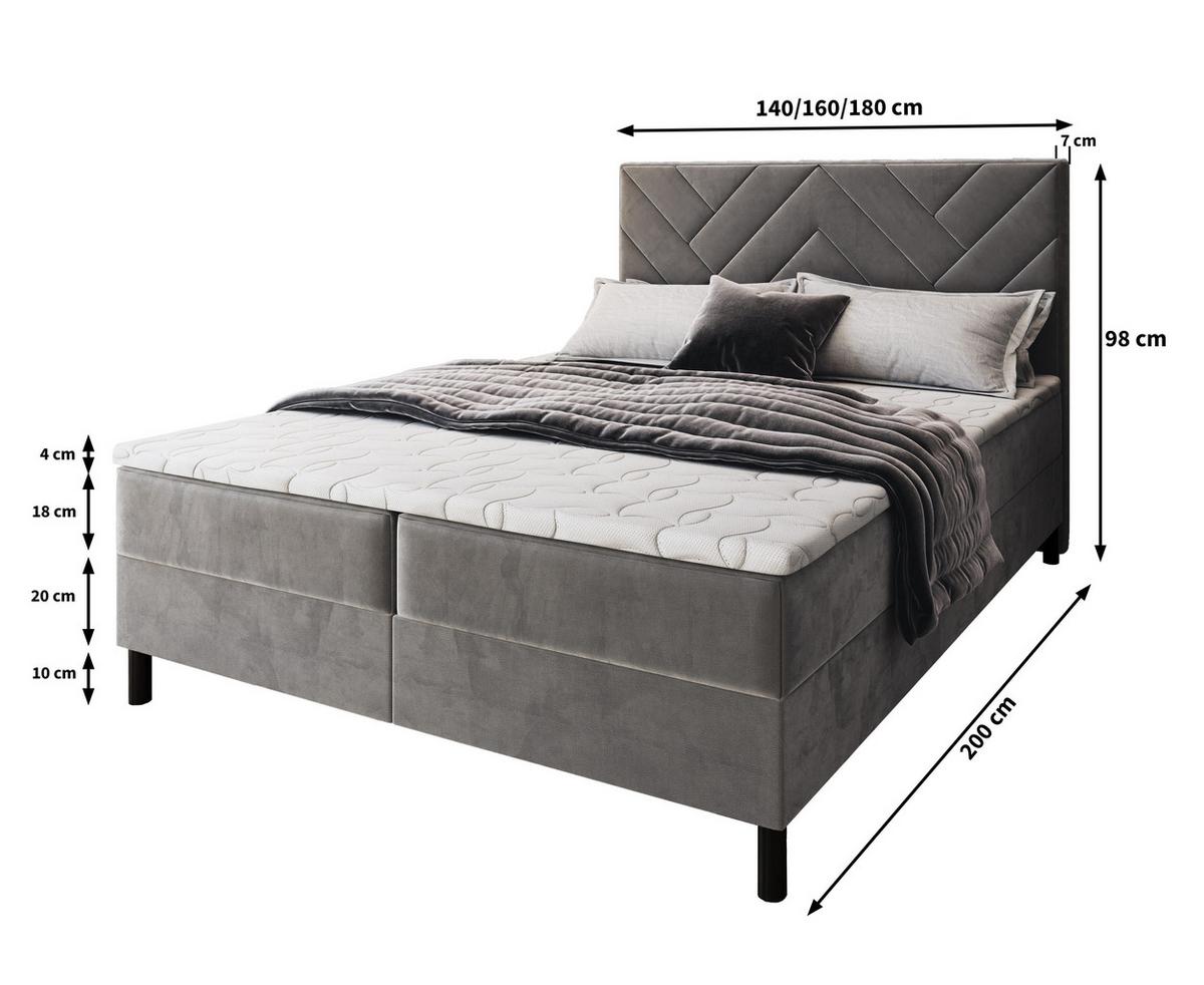 BOXBETT ROKIS 180x200 cm mit Matratze und Topper - Beige - Beige, Holz (180/200cm) - MASSENO