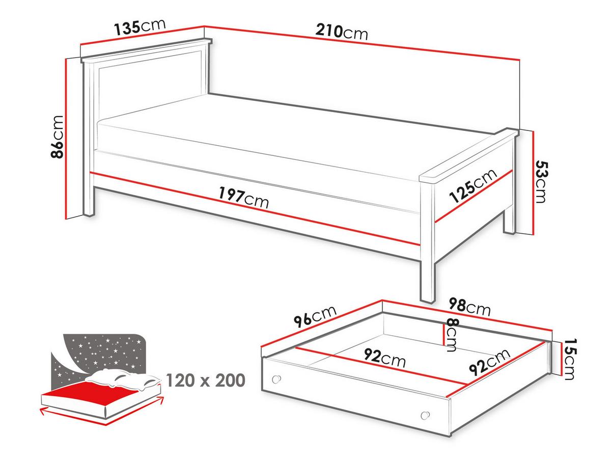 JUGENDBETT Story SO17 mit Bettschublade - Sandfarben/Goldfarben, Holzwerkstoff/Kunststoff (120/200cm) - MIRJAN24
