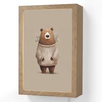 WANDLEUCHTE Bär - Weiße Blumen - Gemütlich 20x30 cm - Taupe, Holzwerkstoff (20/30/8cm) - OnlyWow