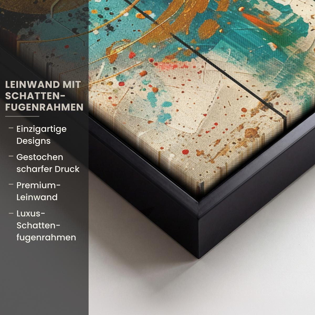 LEINWAND Bilder mit Rahmen - Abstrakt - Kunst - Gold - Modern - 30x40 - Multicolor, Textil (30/40cm) - MuchoWow